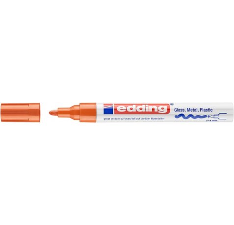 Edding 750 Rotulador Permanente - Punta Redonda - Trazo entre 2 y 4 mm. - Tinta Opaca - Secado Rapido - Color Naranja (10 uds)