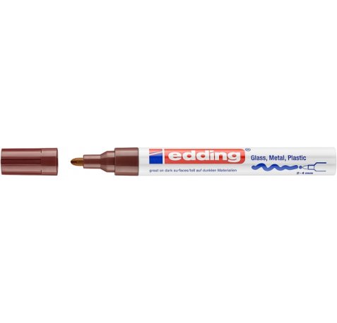Edding 750 Rotulador Permanente - Punta Redonda - Trazo entre 2 y 4 mm. - Tinta Opaca - Secado Rapido - Color Marron (10 uds)