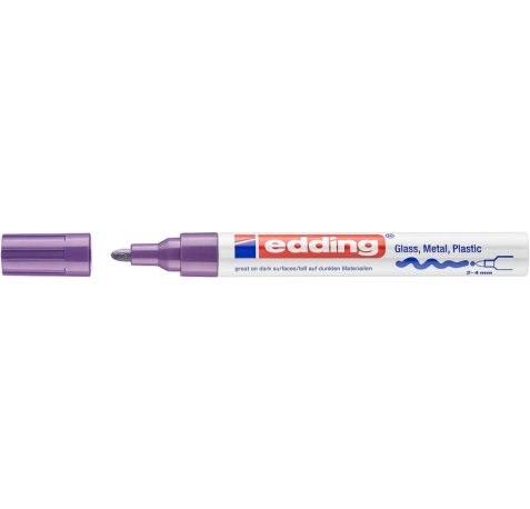 Edding 750 Rotulador Permanente - Punta Redonda - Trazo entre 2 y 4 mm. - Tinta Opaca - Secado Rapido - Color Violeta (10 uds)
