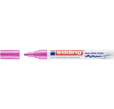 Edding 750 Rotulador Permanente - Punta Redonda - Trazo entre 2 y 4 mm. - Tinta Opaca - Secado Rapido - Color Rosa (10 uds)
