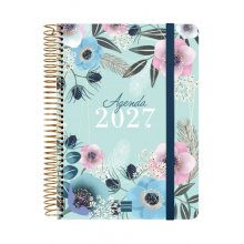 Finocam Cloe Agenda - Anual 2027 - 1 Dia por Pagina - Formato E10 - 155x212mm - Espiral - Tapa Dura de Carton Forrado - Esquinas Microperforadas - Papel de 80g/m2 - Color Azul