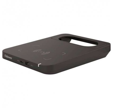 Fellowes Tallo Cargador Inalambrico - 2 Puertos USB - Carga Rapida - Color Negro