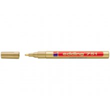Edding 751 Rotulador Permanente - Punta Redonda - Trazo entre 1 y 2 mm. - Tinta Opaca - Secado Rapido - Color Oro (10 uds)