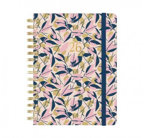 Finocam You Agenda de Espiral en Catalan - Anual 2026 - Planificador - Cierre de Goma - Formato E10 - 180x30x220mm - 1 Dia por Pagina - Tematica de Hojas