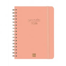 Finocam Alma Agenda - Anual 2026 - con Espiral - Formato E10 - 172x19x220mm - Semana Vista Horizontal - Color Coral Finocam Alma Agenda - Anual 2026 - con Espiral - Formato E10 - 172x19x220mm - Semana Vista Horizontal - Color Coral