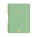 Finocam Espiral Trendy Alma Agenda - Anual 2027 - Semana Vista Horizontal - Formato E10 - 155x212mm - Espiral - Tapa Dura de Carton Forrado - Esquinas Microperforadas - Papel de 80g/m2 - Color Verde
