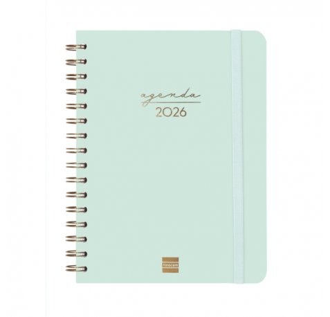 Finocam Alma Agenda en Catalan - Anual 2026 - con Espiral - Formato E10 - 172x19x220mm - Semana Vista Horizontal - Color Menta