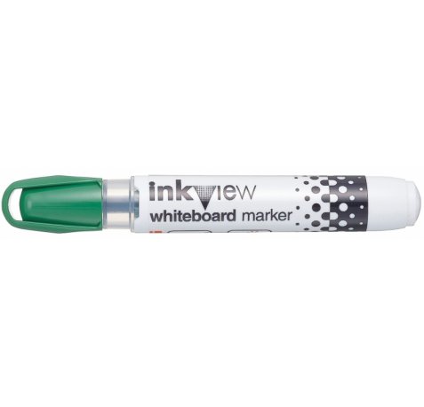 Uni-ball PWB-202 Inkview Marcador de Pizarra Blanca - Punta Conica 1.8-2.2mm - Zona Transparente para Nivel de Tinta - Escritura Brillante y Facil Borrado - Color Verde (12 uds)