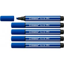Stabilo Pen 68 MAX Rotulador - Punta de Fibra Biselada - Trazo entre 1-5mm aprox. - Tinta a Base de Agua - Color Azul Marino (5 uds)