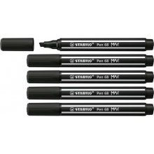 Stabilo Pen 68 MAX Rotulador - Punta de Fibra Biselada - Trazo entre 1-5mm aprox. - Tinta a Base de Agua - Color Negro (5 uds)