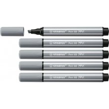 Stabilo Pen 68 MAX Rotulador - Punta de Fibra Biselada - Trazo entre 1-5mm aprox. - Tinta a Base de Agua - Color Gris (5 uds)
