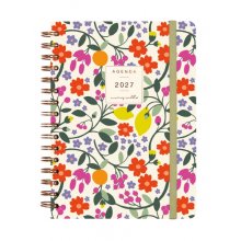 Finocam Moniquilla Agenda - Anual 2027 - Semana Vista Horizontal - Formato E10 - 155x212mm - Espiral Doble - Tapa Dura de Carton Forrado - Esquinas Microperforadas - Papel de 80g/m2 - Color Verde