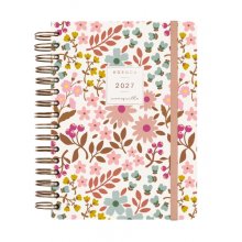 Finocam Moniquilla Agenda - Anual 2027 - 1 Dia por Pagina - Formato E10 - 155x212mm - Espiral Doble - Tapa Dura de Carton Forrado - Esquinas Microperforadas - Papel de 80g/m2 - Color Rosa