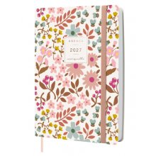 Finocam Moniquilla Agenda Profesional - Anual 2027 - 1 Dia por Pagina - Formato A5 - 148x210mm - Goma Elastica - Cinta Punto - Tapa Blanda de PU - Esquinas Microperforadas - Papel de 80g/m2 - Color Rosa