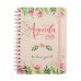 Finocam Flower Journal Agenda de Espiral - Anual 2026 - Tapa Dura - Cierre de Goma - Formato E10 - 155X212mm - Semana Vista Horizontal - Color Rosa