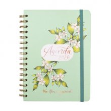 Finocam Flower Journal Agenda de Espiral - Anual 2026 - Tapa Dura - Cierre de Goma - Formato E10 - 155X212mm - Semana Vista Horizontal - Color Verde Finocam Flower Journal Agenda de Espiral - Anual 2026 - Tapa Dura - Cierre de Goma - Formato E10 - 155X212mm - Semana Vista Horizontal - Color Verde