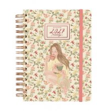 Finocam Martabge Agenda - Anual 2027 - 1 Dia por Pagina - Formato E10 - 155x212mm - Espiral Doble - Tapa Dura de Carton Forrado - Esquinas Microperforadas - Papel de 80g/m2 - Color Rosa