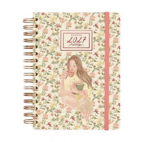 Finocam Martabge Agenda - Anual 2027 - 1 Dia por Pagina - Formato E10 - 155x212mm - Espiral Doble - Tapa Dura de Carton Forrado - Esquinas Microperforadas - Papel de 80g/m2 - Color Rosa