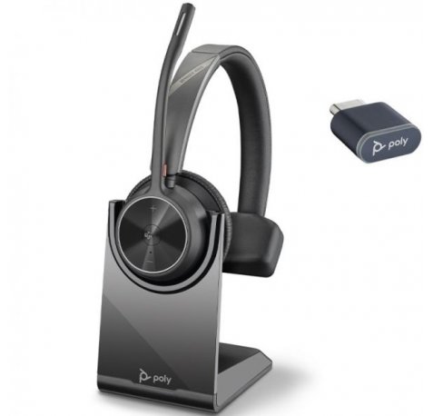HP Poly Voyager 4310-M Auricular Monoaural con Microfono con Base de Carga - Bluetooth 5.2 - Dongle USB-C - Color Negro