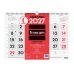 Finocam Neutro Calendario de Pared en Catalan - Anual 2027 - Mes Vista - Formato L - 430x310mm - Espiral Doble - Papel de 120g/m2 - Numeros Grandes - Color Rojo y Blanco