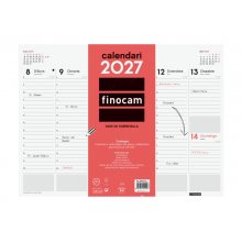Finocam Neutro Vade Calendario en Catalan - Anual 2027 - Semana Vista Vertical - 420x310mm - Encolado - Papel de 90g/m2 - Espacio para Notas - Color Rojo y Blanco