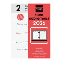Finocam Taco de Sobremesa - Anual 2026 - 85x35x120mm - Sobremesa - Color Blanco y Rojo