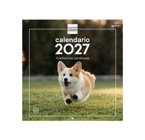 Finocam Cachorros Calendario de Pared - 16 Meses 26/27 - Mes Vista - 300x300mm - Papel de 170g/m2 - Imagenes Tematicas Surtidas - Espacio para Notas