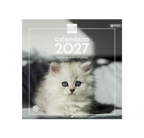 Finocam Gatitos Calendario de Pared - 16 Meses 26/27 - Mes Vista - 300x300mm - Papel de 170g/m2 - Imagenes Tematicas Surtidas - Espacio para Notas