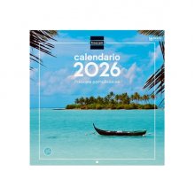 Finocam Calendario de Pared - Anual 2026 - Imagenes Variadas - 300x300mm - Espacio para Escribir - Tematica de Paisajes