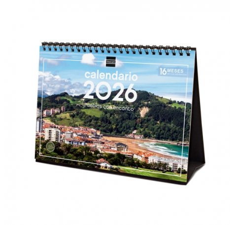 Finocam Calendario de Sobremesa - Anual 2026 - Imagenes Variadas - Espacio para Escribir - Tematica de Ciudades y Pueblos