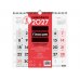 Finocam Neutro Calendario de Pared - Anual 2027 - Mes Vista - 300x300mm - Espiral Doble - Papel de 120g/m2 - Numeros Grandes - Color Rojo y Blanco