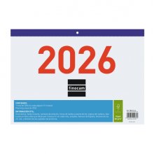 Finocam Calendario Faldilla - Anual 2026 - Formato F93 - 300x3x210mm - Numeros Grandes - Color Blanco y Azul