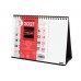 Finocam Neutro Calendario de Sobremesa - Anual 2027 - Mes Vista - Formato S - 210x150mm - Espiral Doble - Papel de 120g/m2 - Numeros Grandes - Color Rojo y Blanco