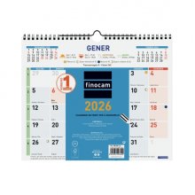 Finocam Calendario de Pared en Catalan - Anual 2026 - Formato M - 300x10x255mm - Espacio para Escribir - Color Azul y Blanco