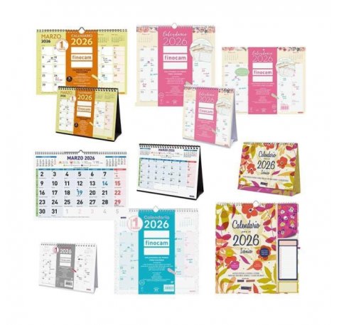 Finocam Trendy Pack de 44 Calendarios Surtidos - Anual 2026 - Color Surtidos