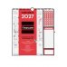Finocam Neutro Calendario de Pared - Anual 2027 - Mes Vista - 300x340mm - Espiral Doble - Papel de 140g/m2 - Espacio para Escribir - Pegatinas Tematicas - Color Rojo y Blanco