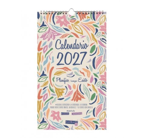 Finocam Talkual Calendario de Pared - Anual 2027 - Mes Vista - 210x360mm - Espiral Doble - Papel de 135g/m2 - Espacio para Escribir - Ilustraciones Surtidas