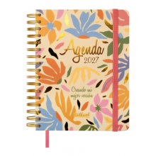 Finocam Talkual Version Agenda - Anual 2027 - Semana Vista Horizontal - 155x217mm - Espiral Doble - Tapa Dura - Goma Elastica - Papel de 90g/m2 - Cinta Punto - Notas Adhesivas Surtidas - Multicolor