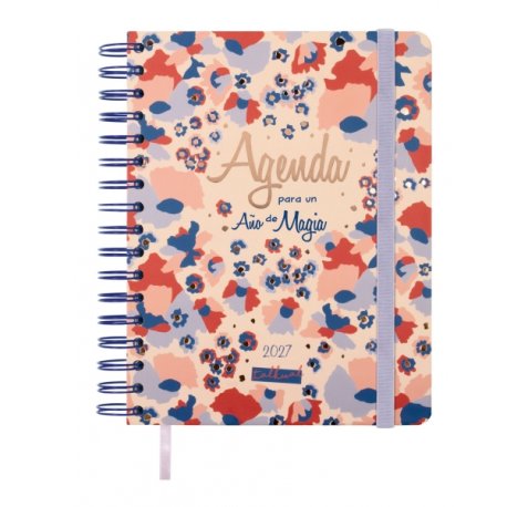 Finocam Talkual Magia Agenda - Anual 2027 - 1 Dia por Pagina - 155x217mm - Espiral Doble - Tapa Dura - Goma Elastica - Papel de 80g/m2 - Cinta Punto - Notas Adhesivas Surtidas - Multicolor
