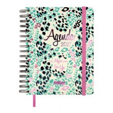 Finocam Talkual Plan Agenda - Anual 2027 - 1 Dia por Pagina - 155x217mm - Espiral Doble - Tapa Dura - Goma Elastica - Papel de 80g/m2 - Cinta Punto - Notas Adhesivas Surtidas - Multicolor