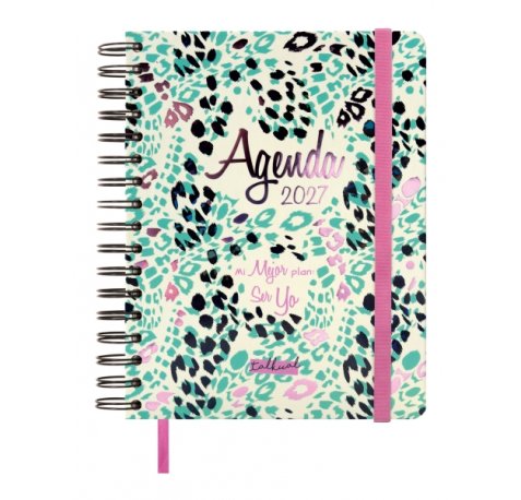 Finocam Talkual Plan Agenda - Anual 2027 - 1 Dia por Pagina - 155x217mm - Espiral Doble - Tapa Dura - Goma Elastica - Papel de 80g/m2 - Cinta Punto - Notas Adhesivas Surtidas - Multicolor