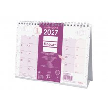 Finocam Trendy Chic Calendario de Sobremesa - Anual 2027 - Mes Vista - Formato S - 210x150mm - Espiral Doble - Papel de 120g/m2 - Espacio para Escribir - Color Morado