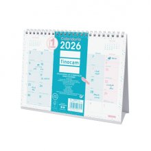 Finocam Chic Calendario de Sobremesa - Anual 2026 - 210x70x155mm - Espacio para Escribir - Color Turquesa