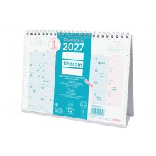 Finocam Trendy Chic Calendario de Sobremesa - Anual 2027 - Mes Vista - Formato S - 210x150mm - Espiral Doble - Papel de 120g/m2 - Espacio para Escribir - Color Turquesa