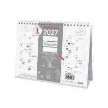 Finocam Trendy Chic Calendario de Sobremesa - Anual 2027 - Mes Vista - Formato S - 210x150mm - Espiral Doble - Papel de 120g/m2 - Espacio para Escribir - Color Blanco
