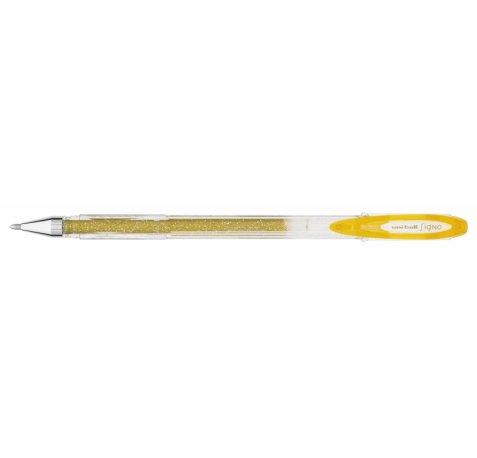 Uni-ball Signo Sparkling UM-120SP Boligrafo de Tinta Gel - Punta de Bola 1mm - Tinta Pigmentada Resistente al Agua y Luz - Efecto Purpurina - Color Oro (12 uds)
