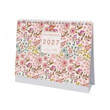 Finocam Moniquilla Calendario de Sobremesa - Anual 2027 - Mes Vista - Formato S - 210x150mm - Espiral Doble - Papel de 170g/m2 - Ilustraciones Surtidas - Espacio para Notas