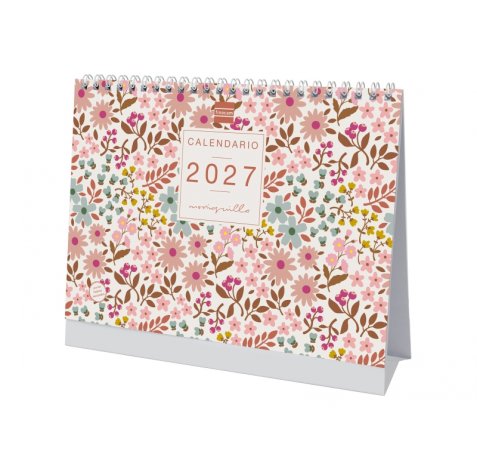 Finocam Moniquilla Calendario de Sobremesa - Anual 2027 - Mes Vista - Formato S - 210x150mm - Espiral Doble - Papel de 170g/m2 - Ilustraciones Surtidas - Espacio para Notas