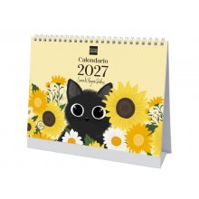 Finocam Sarah Meyer-Delius Calendario de Sobremesa - Anual 2027 - Mes Vista - Formato S - 210x150mm - Espiral Doble - Papel de 170g/m2 - Ilustraciones Surtidas - Espacio para Notas