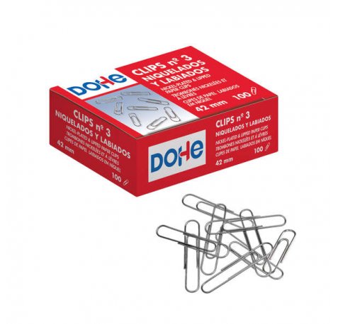 Dohe Pack de 100 Clips Labiados Nº3 42mm - Niquelados